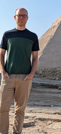 Standing in front of the Great Pyramid of Giza